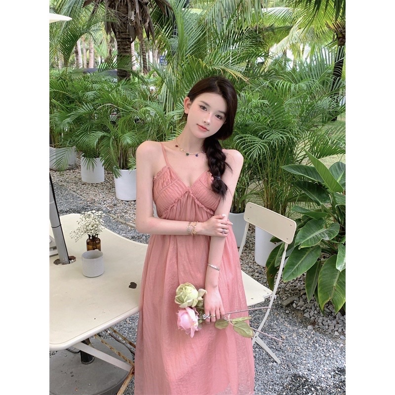 Sẵn | Váy dây mùa hè lãng mạn gợi cảm mùa hè Rose