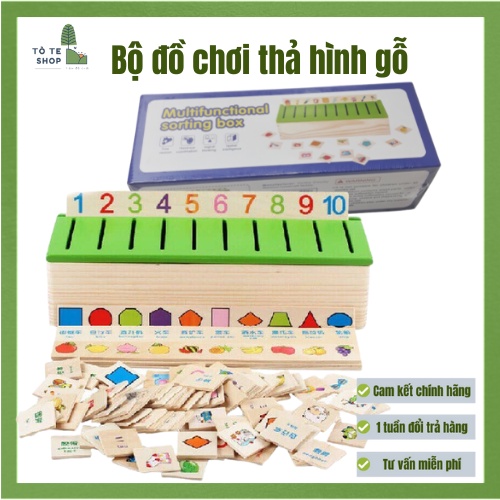 Đồ chơi thả hình gỗ theo chủ đề, bao gồm 8 chủ đề và 80 thẻ theo từng chủ đề