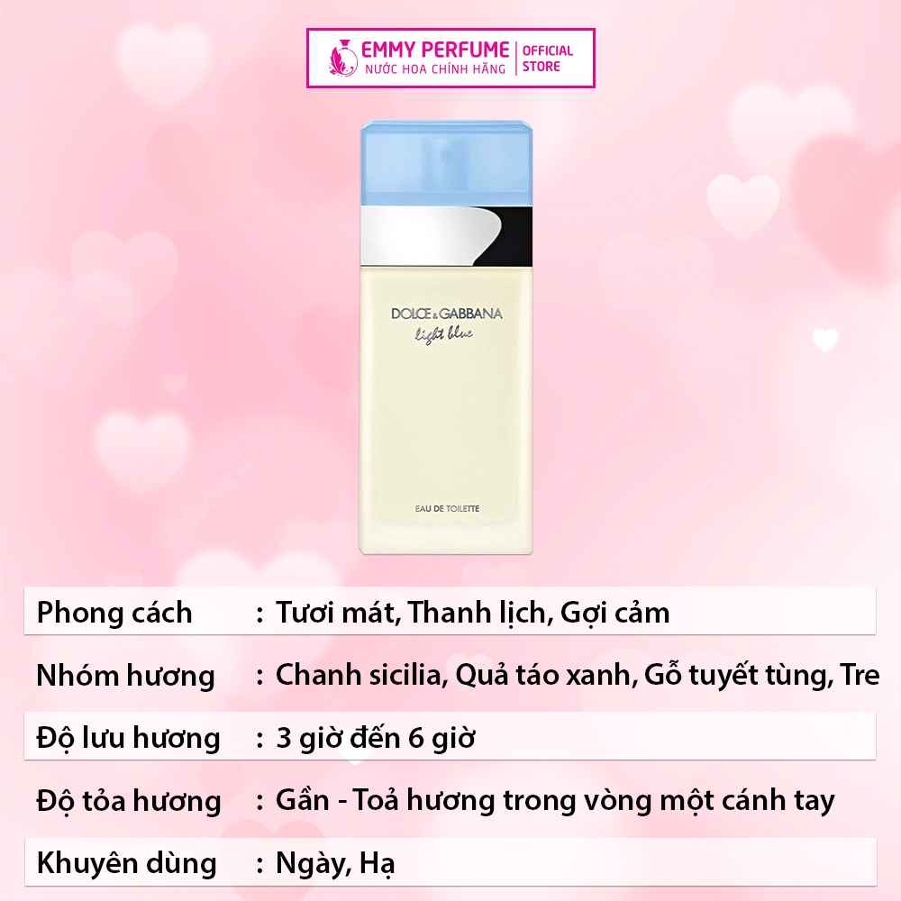 Nước hoa nữ D.G Light Blue EDT| Light Blue Intense| Light Blue Forever pour femme - EmmyPer