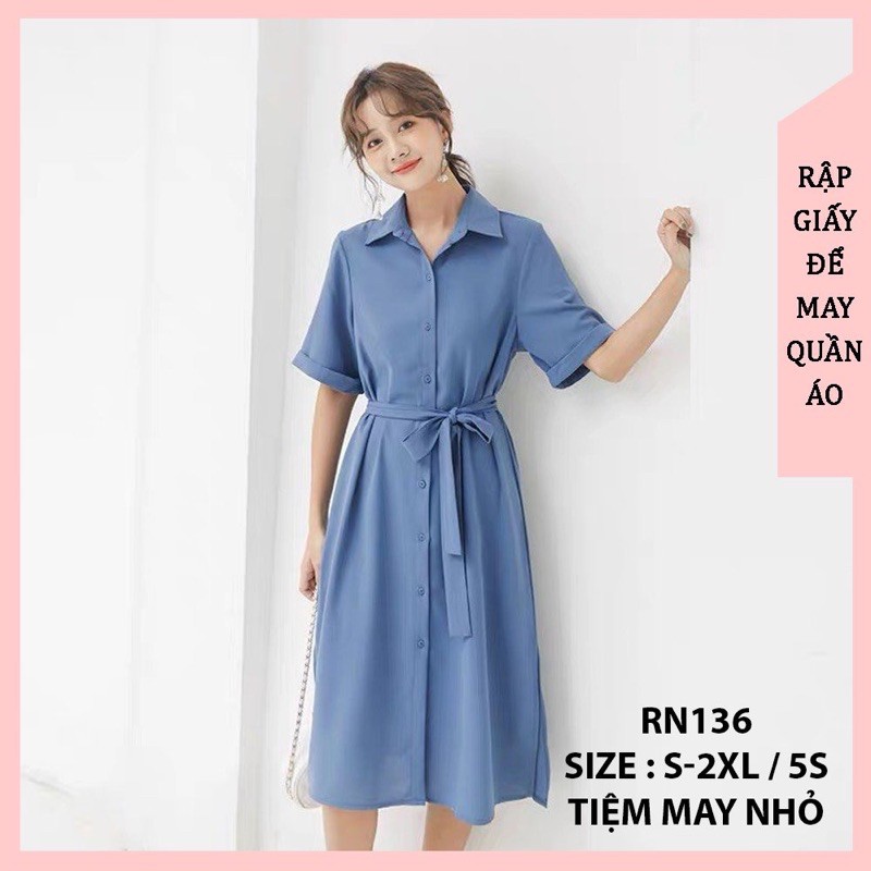 RN136_ Rập giấy may đầm sơ mi nữ