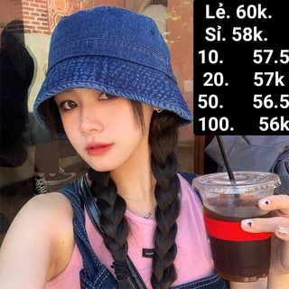Nón bucket jean trơn, nón vành
