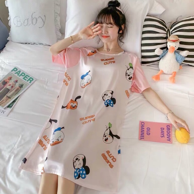 (ORDER) Váy ngủ lụa cộc tay hoạt hình cute, hàng Quảng Châu (20 mẫu - kéo ảnh xem thêm)