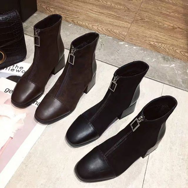 Order boots cao cổ da lộn loại 1 khoá kéo siêu hot trend mùa thu đông 2019, hàng quảng châu loại đẹp