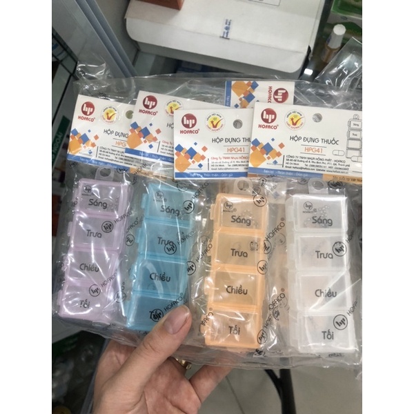 Hộp Chia Thuốc 4 Ngăn mini, Hộp đựng thuốc ghi rõ  nhiều màu