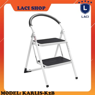 Thang Ghế Nhôm Xếp Gọn 2 Bậc Karlis K2B | Chiều Cao Tối Đa 0.8m | Chịu Tải 150Kg | Bảo Hành Chính Hãng 1 Năm