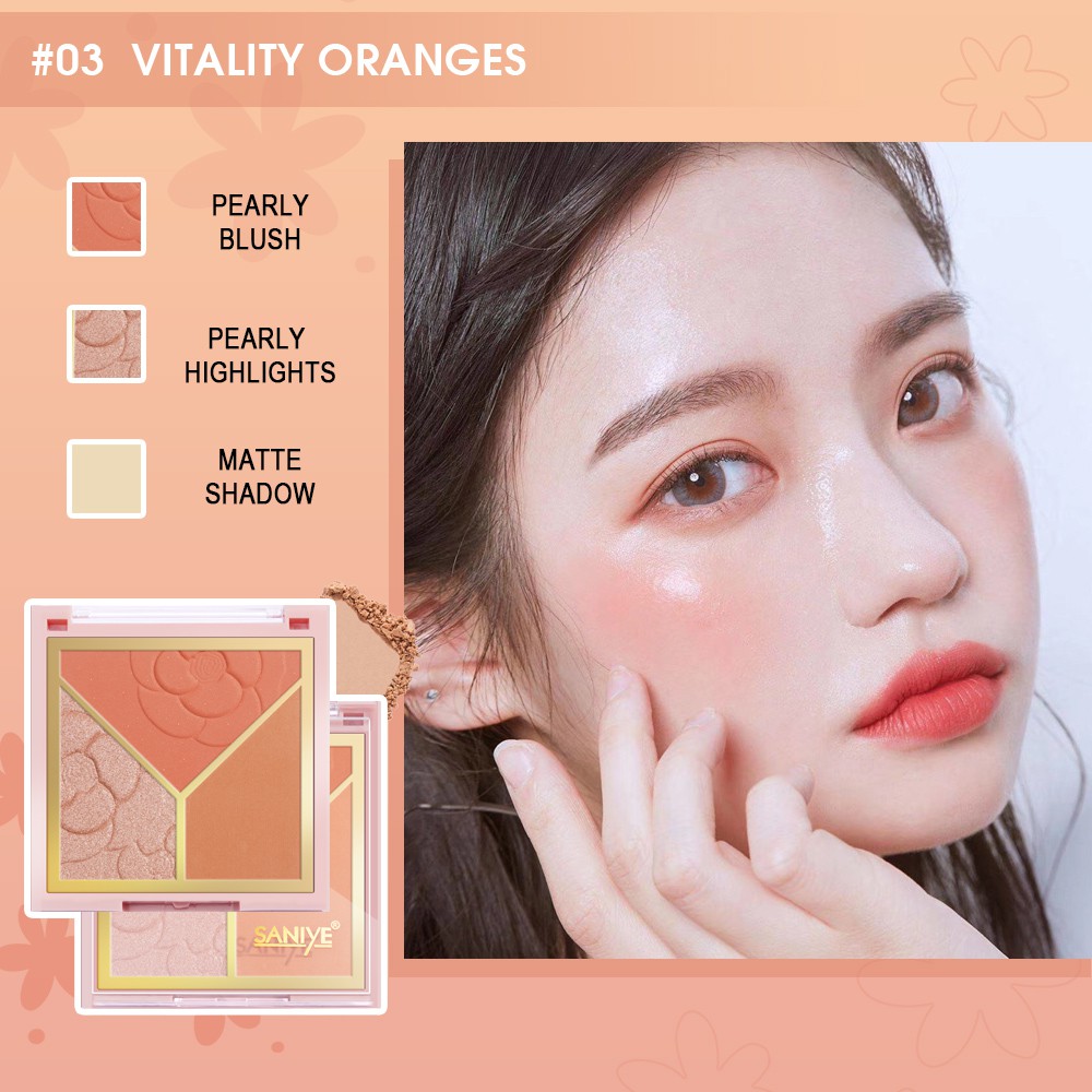 [Hàng mới về] Bảng Phấn Bắt Sáng Saniye E0335 Trang Điểm Tạo Khối Đa Năng 3 Trong 1 Tiện Dụng | BigBuy360 - bigbuy360.vn