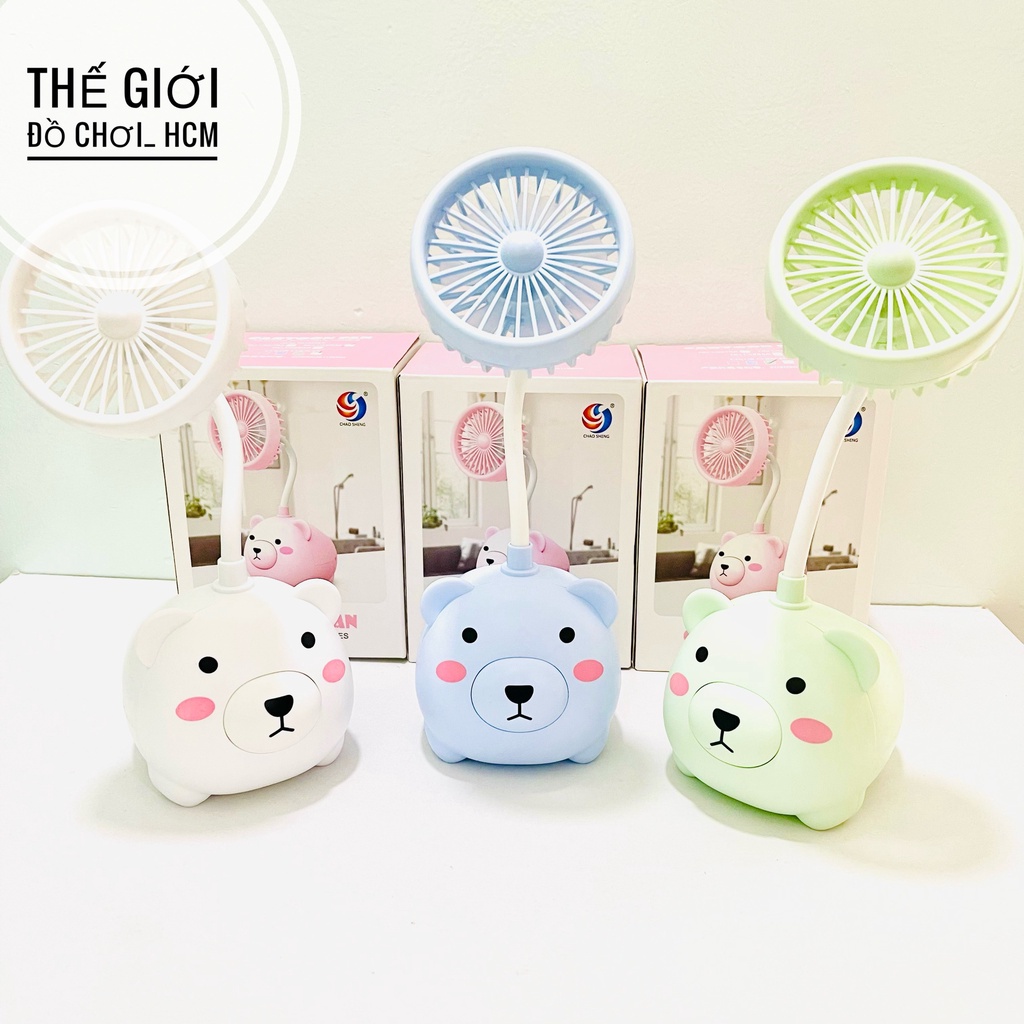 [HÀNG ĐẸP-CHẤT LƯỢNG] Quạt mini để bàn tích điện hình gấu dùng để bút có cáp sạc usb  tiện dụng trong ngày hè nóng
