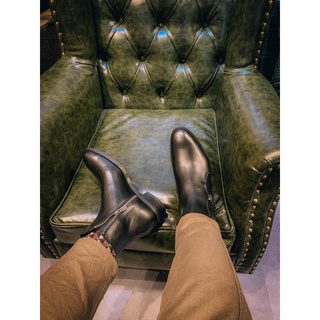 [TATHANIUM Footwear] Giày zip boot double monkstrap nam màu đen da bò mộc