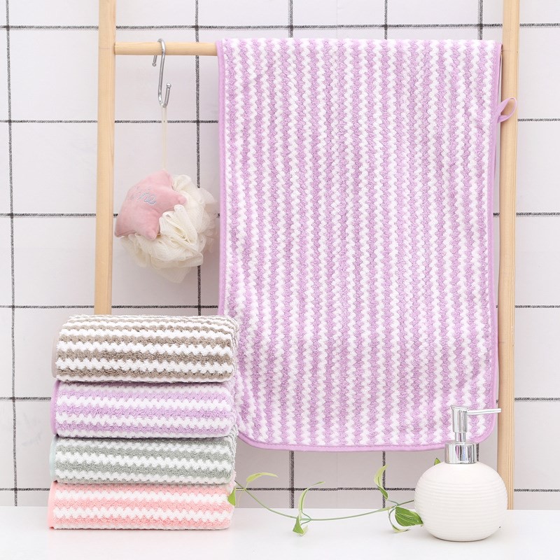 Khăn Mặt Hàn Quốc Kẻ Sọc Siêu Mềm Mại Siêu Thấm Hút 50x30cm- Khăn Mặt Lông Cừu Cotton