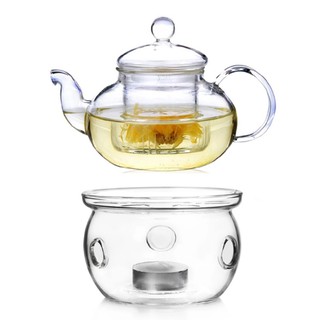 Bộ ấm trà thủy tinh Zeno ATT09 và đế nến thủy tinh tròn DC13