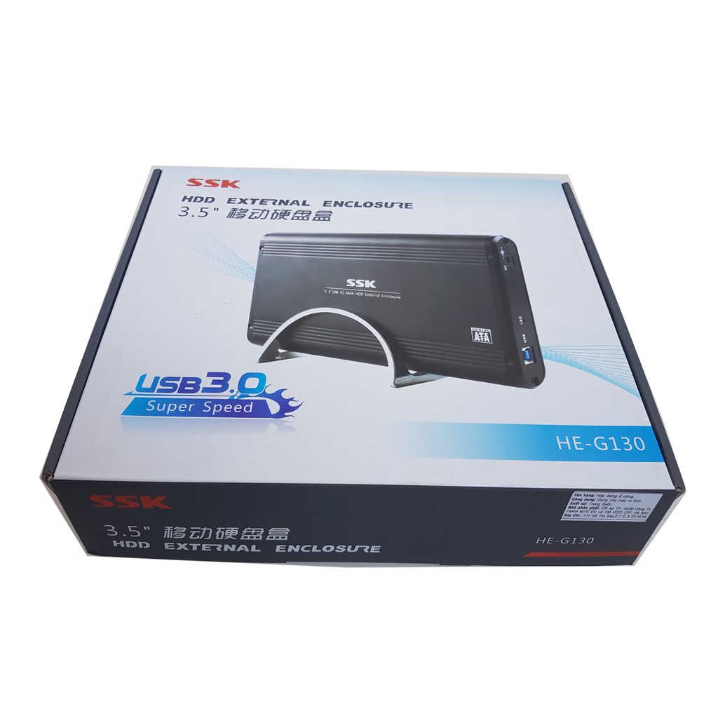 Hộp đựng ổ cứng HDD box 3.5 inch SSK HE-G130 chuẩn Sata usb 3.0-Hãng phân phối