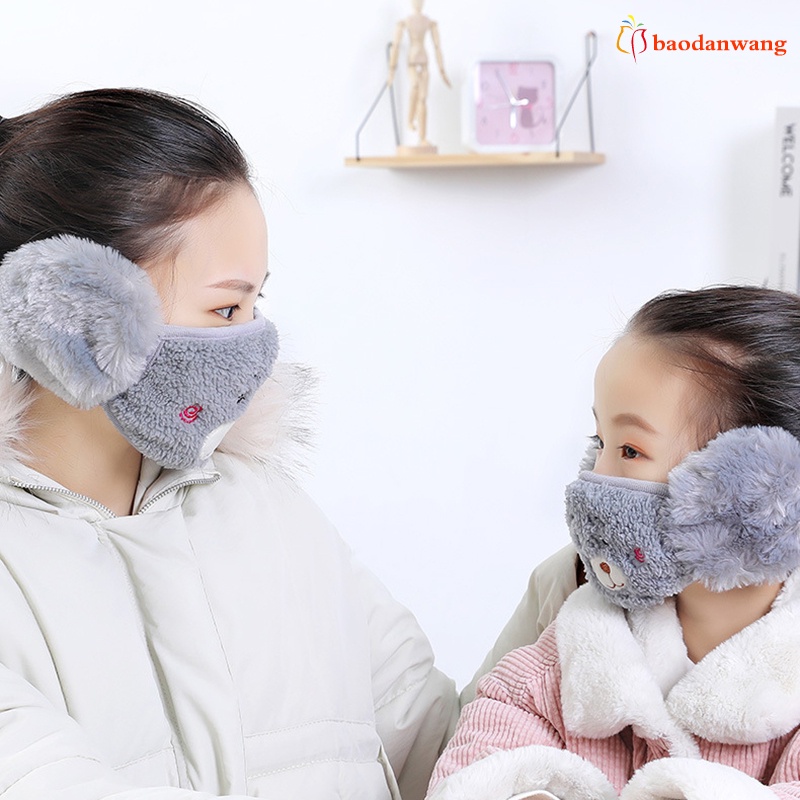 [Hàng mới về] Khẩu trang mùa đông bằng vải lông cừu chống gió tái sử dụng thiết kế dễ thương cho người lớn và trẻ em