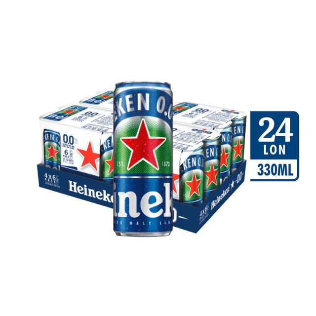 [ CHỈ NHẬN GIAO HỎA TỐC] THÙNG 24 LON BIA HEINEKEN KHÔNG CỒN 0.0% 330ML