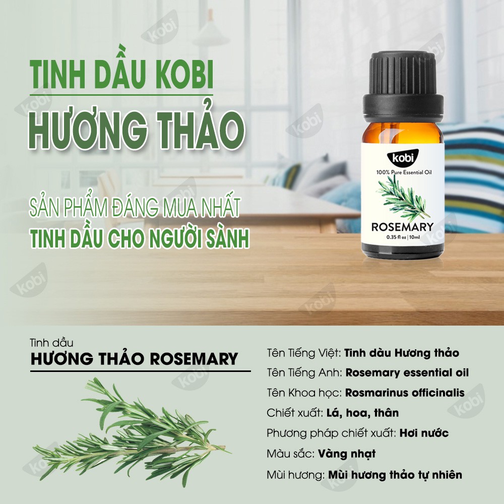 Tinh dầu Hương Thảo Kobi Rosemary essential oil giúp thơm phòng, giảm stress hiệu quả - 30ml