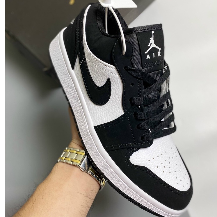 Giày Jordan cổ thấp panda màu đen trắng ,JD 1 cổ thấp da lộn đế êm hàng cao cấp