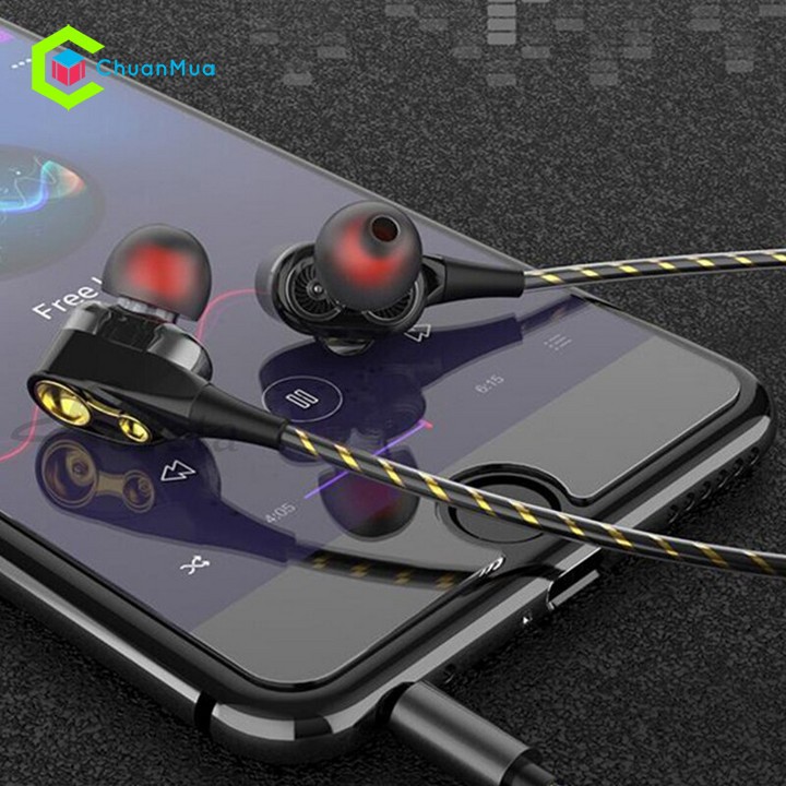 Tai nghe điện thoại jack 3.5 cao cấp Bass Stereo chống ốn khi chơi game, nghe nhạc thích hợp các dòng điện thoại