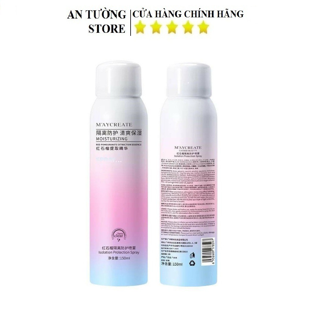 Xịt Chống Nắng Trắng Da Maycreate