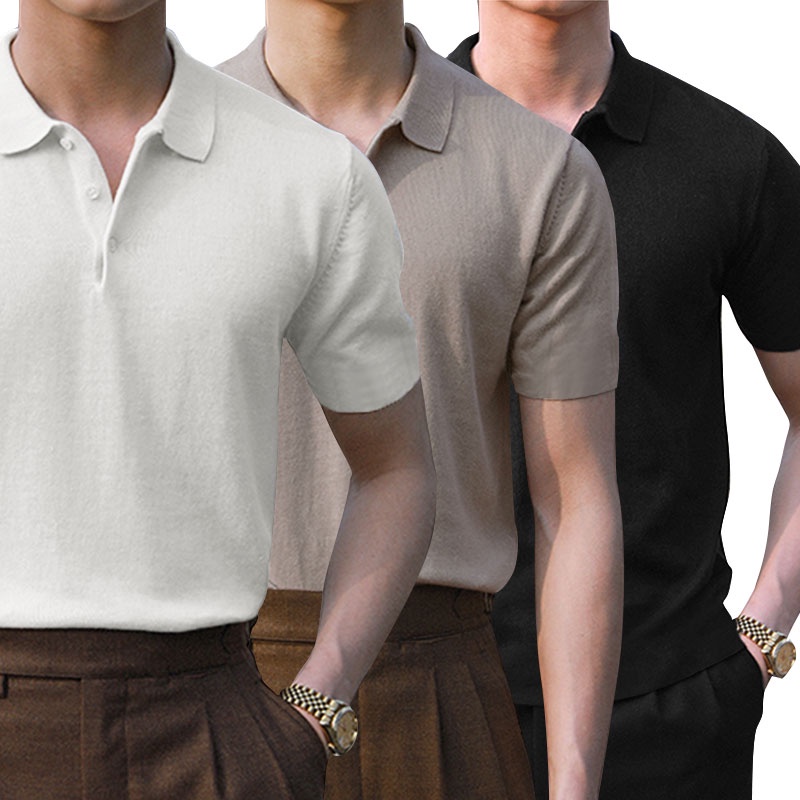 Áo Thun Polo Ngắn Tay Màu Trơn Thời Trang Cho Nam Size S-5XL