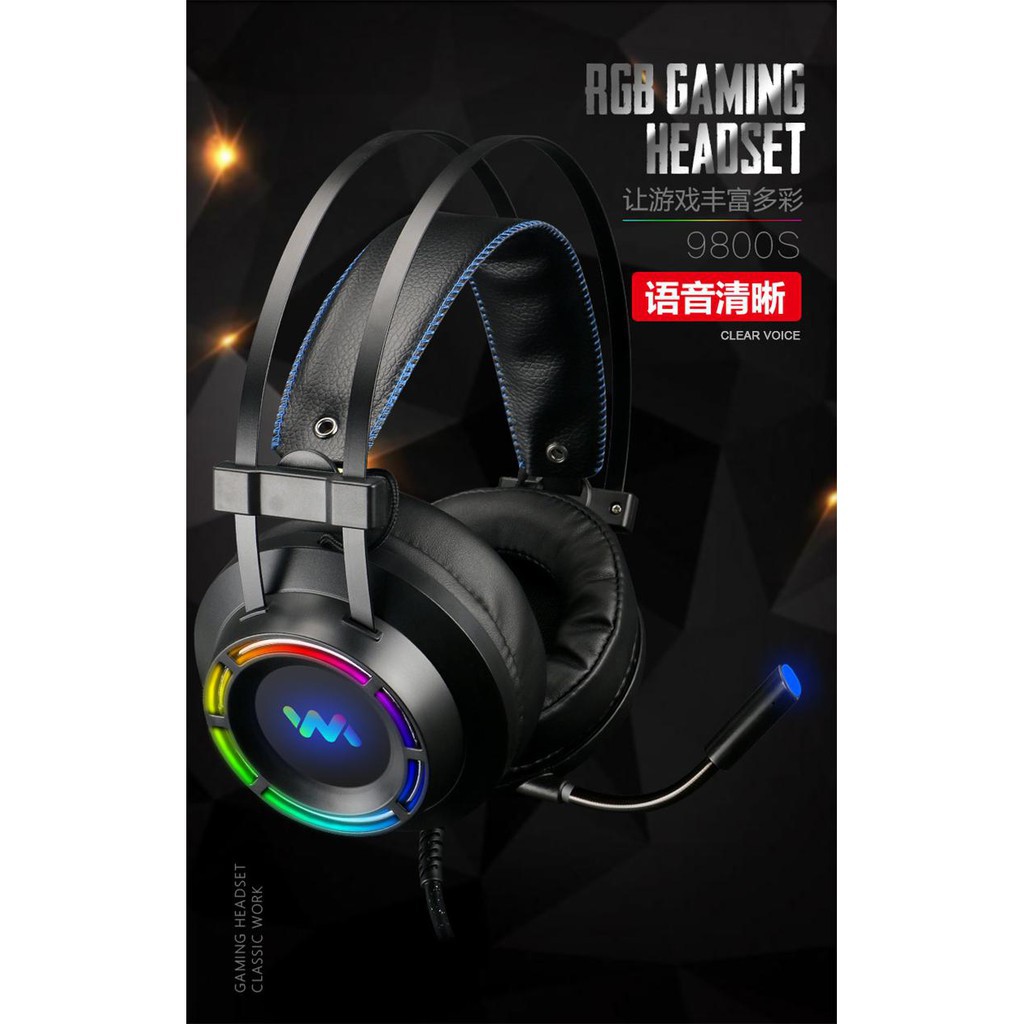 [Mã ELORDER5 giảm 10K đơn 20K] [HOTHOTHOT] Tai nghe wangming 9800s chơi game có dây RGB 7.1 -USB LED EGB | BigBuy360 - bigbuy360.vn