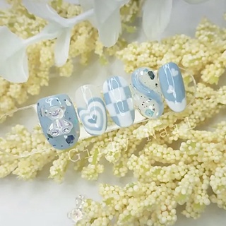 Nailbox thiết kế xanh gấu nhũ