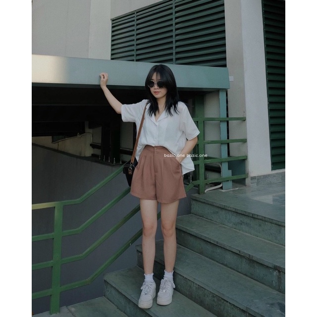 [Ảnh thật/video] Áo sơmi CỔ VEST cộc tay 6 màu style báic