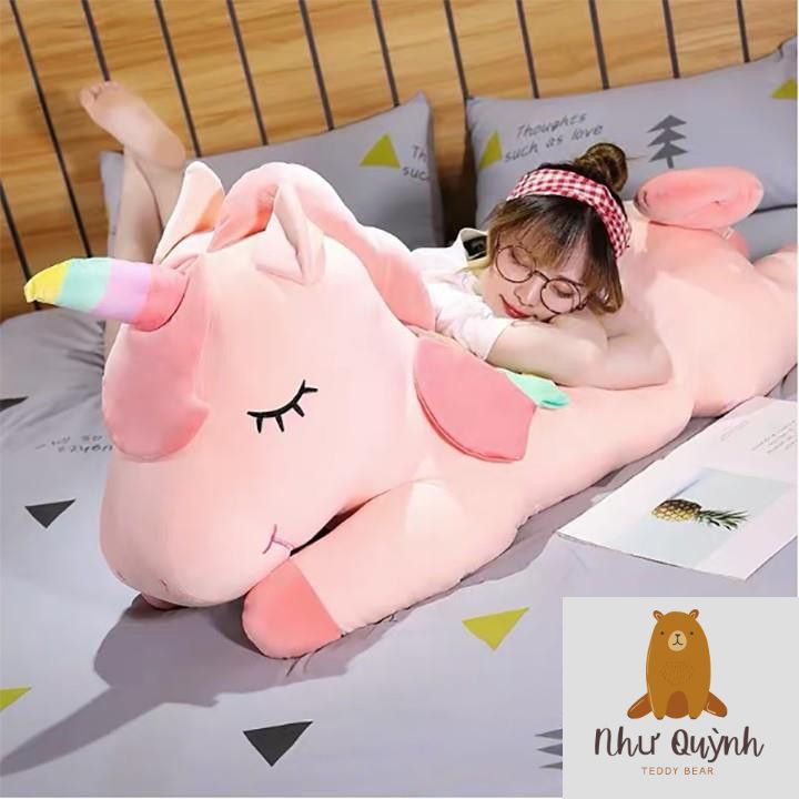 Gấu bông- Thú bông ngựa Pony 1 sừng - kỳ lân , chất liệu vải co giãn 4 chiều Kích thước 90CM 1M1 1M2