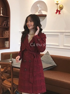 Áo dạ kẻ măng tô cao cấp