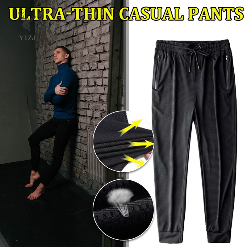 Quần Jogger Thể Thao Phối Lưới Thoáng Khí Có Túi Và Khóa Kéo Và Dây Rút Thời Trang Cho Nam Y1Zj