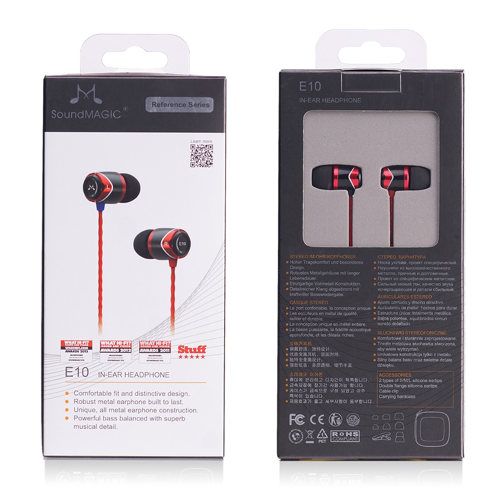 SoundMAGIC E10 original headset Stereo In-Ear 3.5mm Music Earphone without Microphone - Black/Red