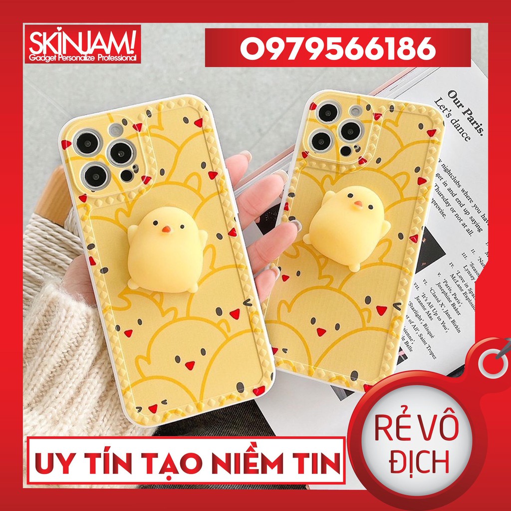 Ốp Lưng ip Gắn Mochi Viền Tim Cạnh Vuông 6G đến Xsmax Dễ Thương