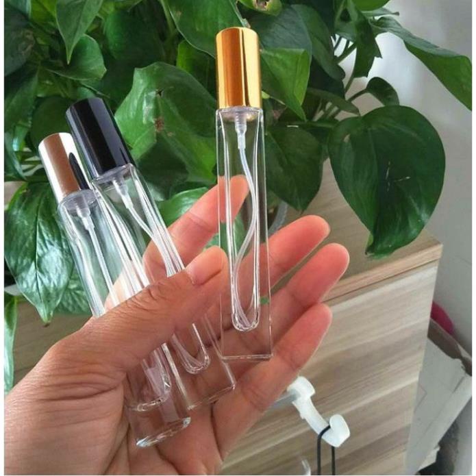 Lọ Chiết Nước Hoa Trụ Vuông Dài 5ml 10ml 🍁 Chai Lọ Chiết Nước Hoa Thủy Tinh Đựng Dầu Thơm Tiện Dụng