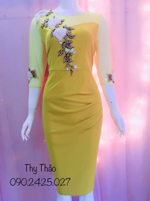 đầm trung niên cao cấp , thiết kế sang trọng , phối hoa, big size