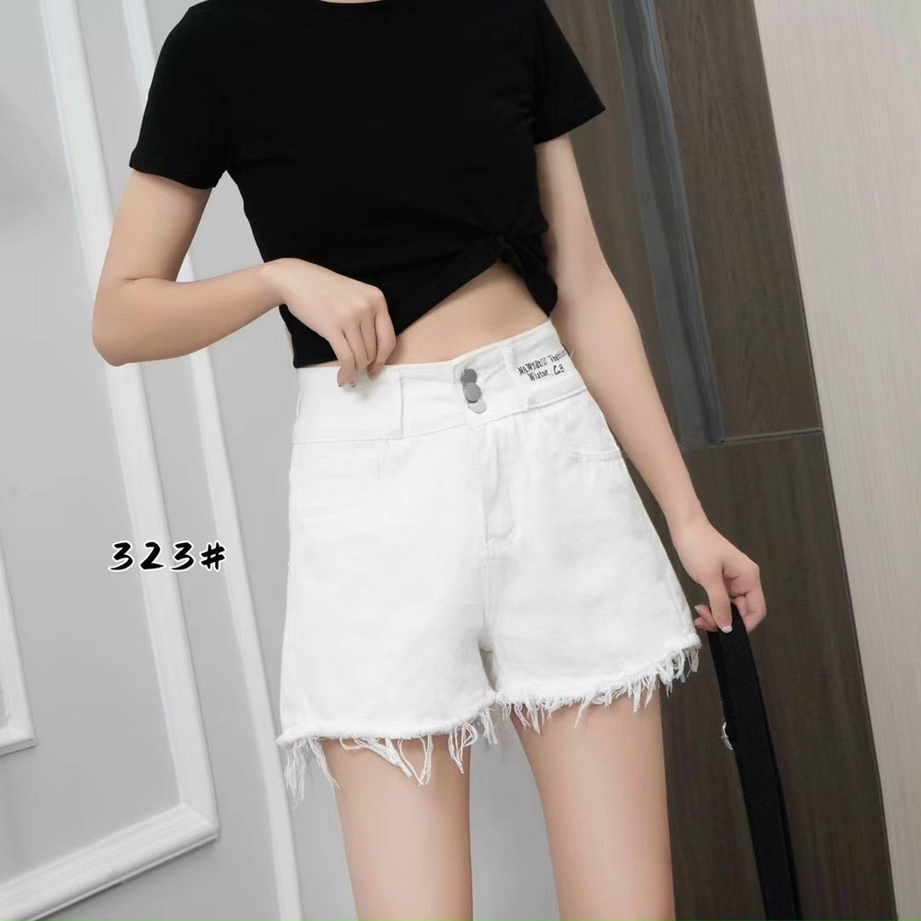 [ẢNH THẬT] –[SIZE S,M,L] (MM85VP29) SHORT JEAN CẠP CHỮ CB 3 CÚC 2 MÀU TRẮNG ĐEN