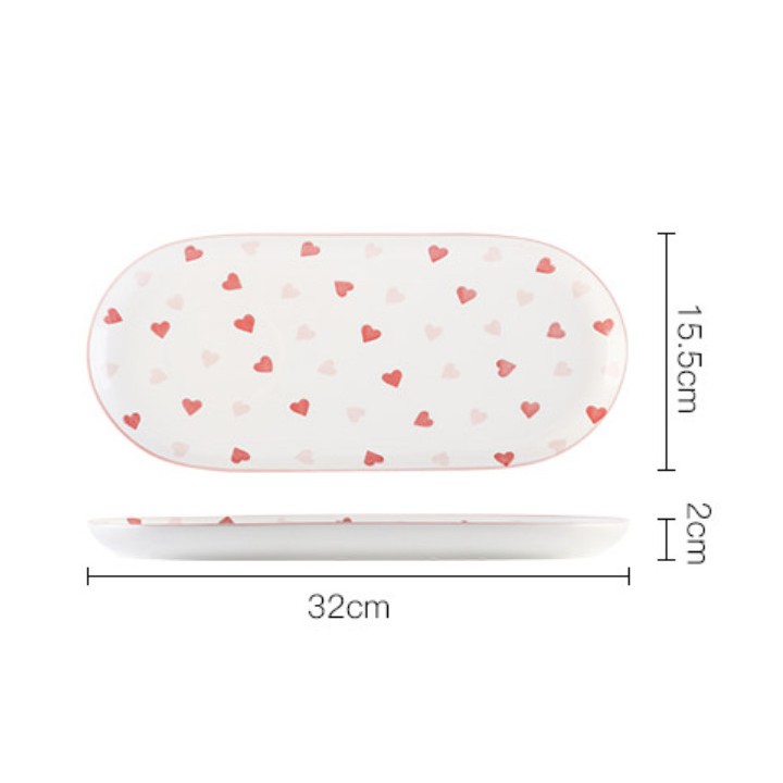 Set dĩa chén gốm sứ họa tiết dễ thương