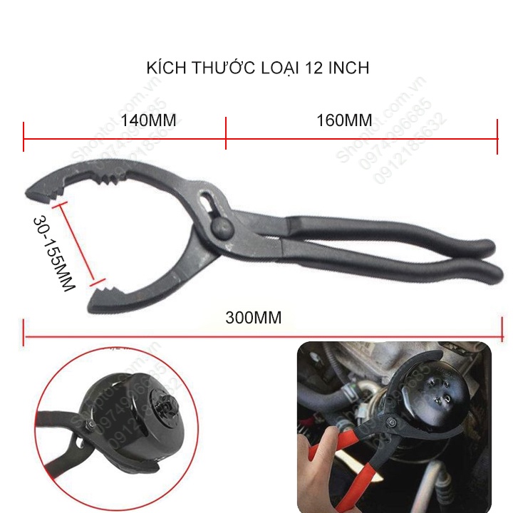 Kìm tháo đầu lọc dầu chuyên dụng, tháo các thiết bị nhà tắm đa năng 10-12 inch tùy chọn độ mở lớn 30-155mm