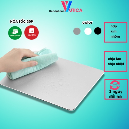 Miếng Lót Chuột Nhôm Nguyên Khối Cao Cấp có đệm chống trượt một mặt da một mặt kim loại phù hợp cho hầu hết chuột