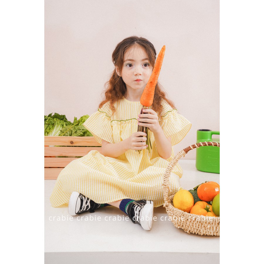 Đầm bé gái thiết kế đi học kẻ Vàng - Lemon Dress