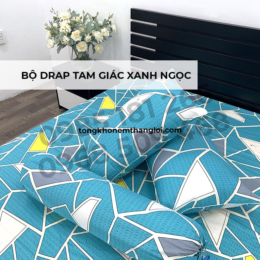 [Ảnh Thật] Tam Giác Xanh Ngọc - Bộ Drap Cotton 4 món Thắng Lợi Chính Hãng