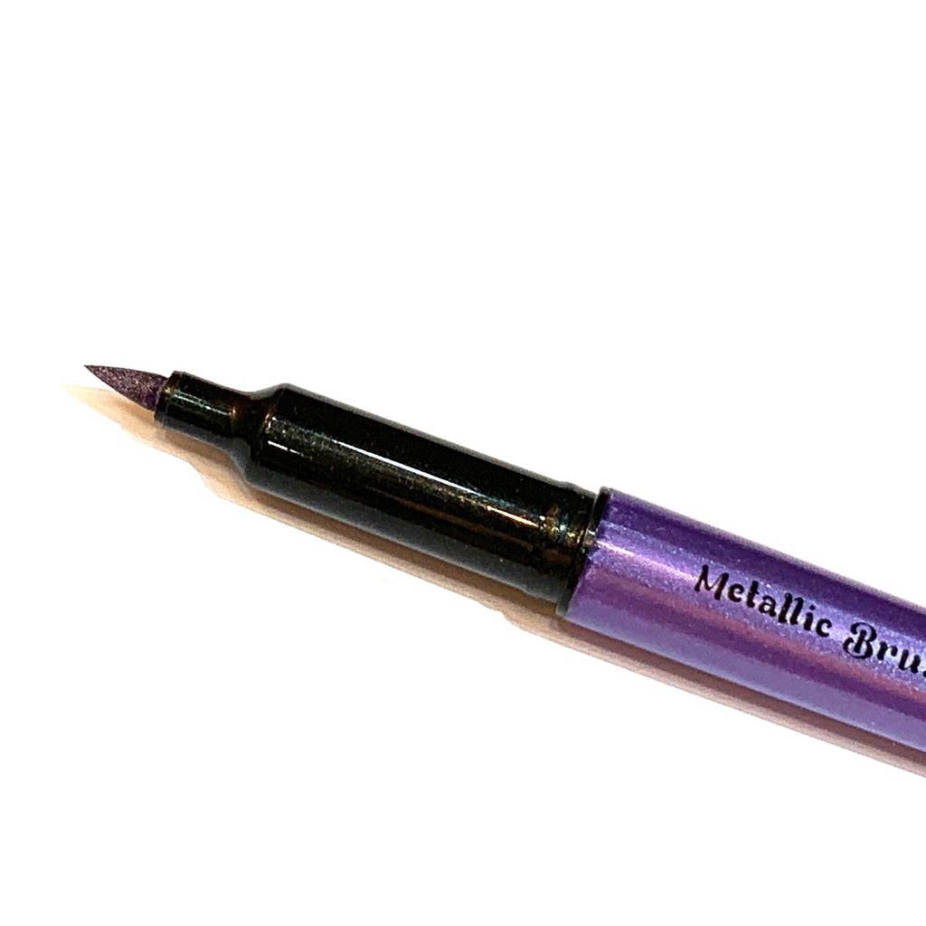 Bút lông đầu cọ viết calligraphy trên mọi chất liệu Simbalion Metallic Brush Marker - Màu tím nhũ (Violet)