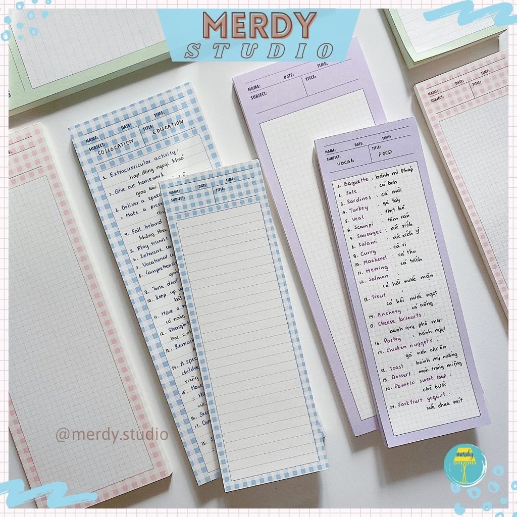 Tập 50 tờ giấy note ghi chú khổ dọc màu pastel Hàn Quốc