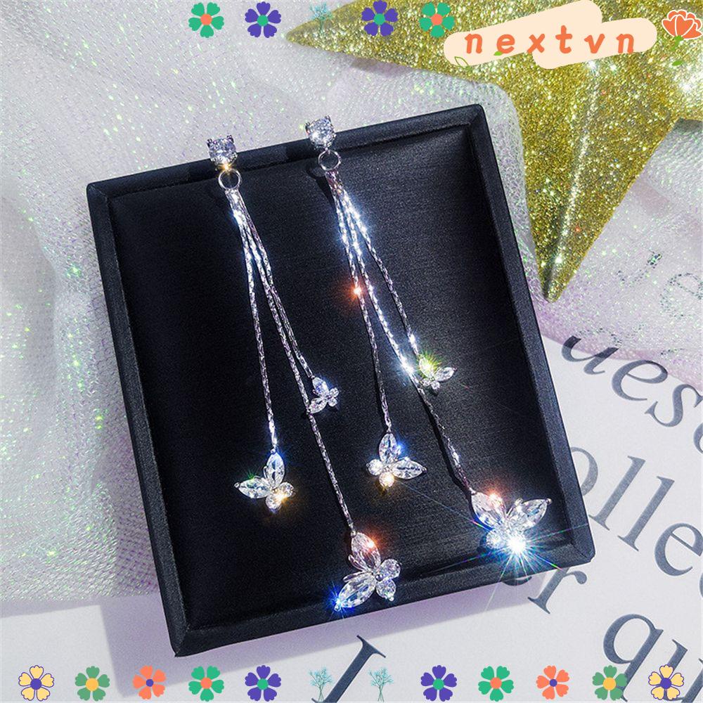 1 Đôi Bông Tai Nữ Dáng Dài Đính Đá