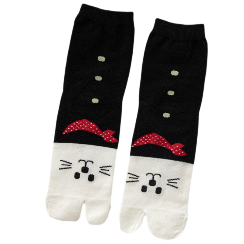 Xiangbao Vớ Xỏ Ngón 2 Ngón Bằng Cotton In Hình Mèo Dễ Thương Cho Nữ