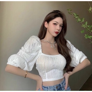 Áo Croptop đan lưng tay bồng