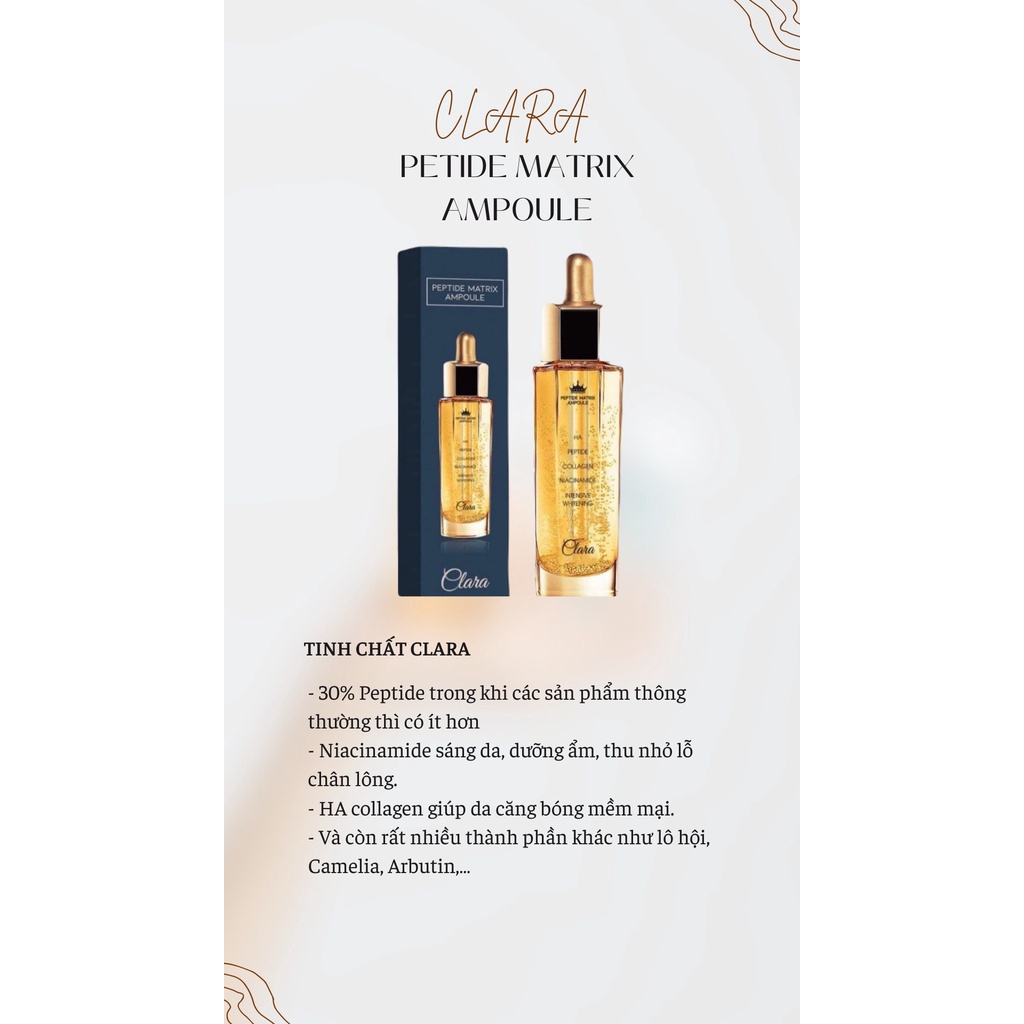 Tinh chất serum Peptide Matrix Ampoule Clara 50ml Hàn Quốc dưỡng ẩm trắng da giảm nếp nhăn