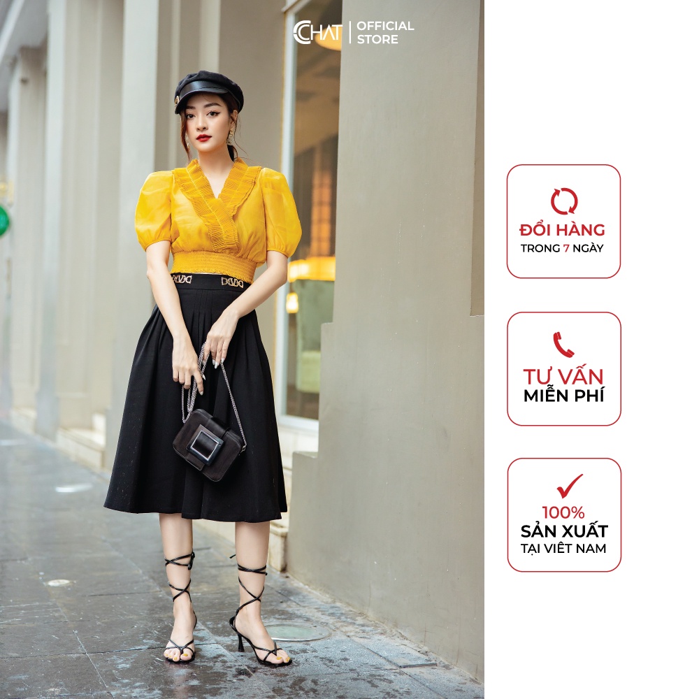 Chân Váy 𝐂𝐂𝐇𝐀𝐓 Ly Bung Cạp Cao Chất Tuytsi Cao Cấp Phong Cách Trẻ Trung Thanh Lịch 11CDS2024XT