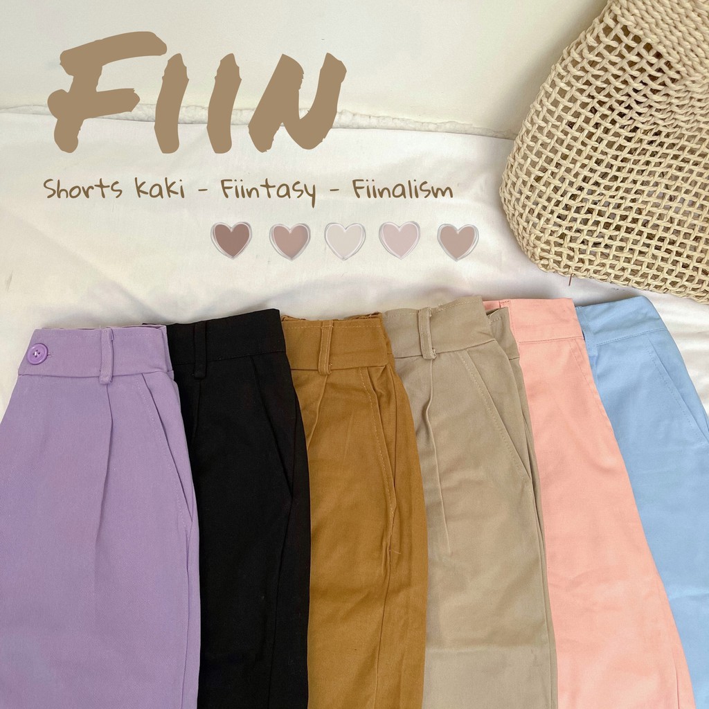 Quần shorts kaki FIINALISM / FIINTASY nhiều màu form rộng dễ mặc basic unisex ulzzang - Made by Fiin