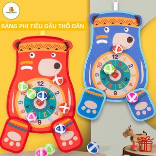 Đồ chơi ném phi tiêu bóng dính cho bé, bảng ném bóng treo tường hình thú dễ thương tặng 4 bóng