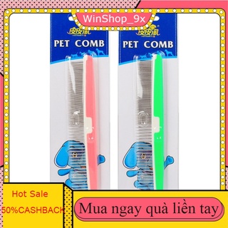 Lược chải lông chó mèo - Lược inox 2 đầu gỡ rối chải lông chó mèo