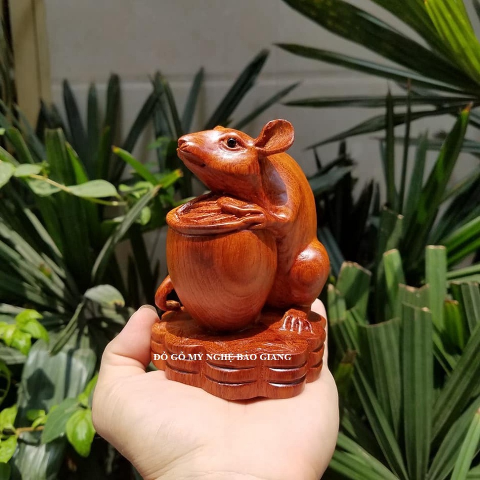 Tượng con chuột gỗ hương cao 12 cm (mẫu mới)