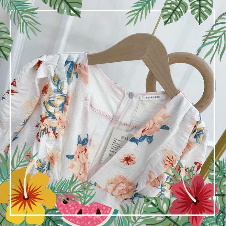 [ 𝐅𝐑𝐄𝐄 𝐒𝐇𝐈𝐏 ] Váy hoa tay bồng Chất liệu đũi cao cấp